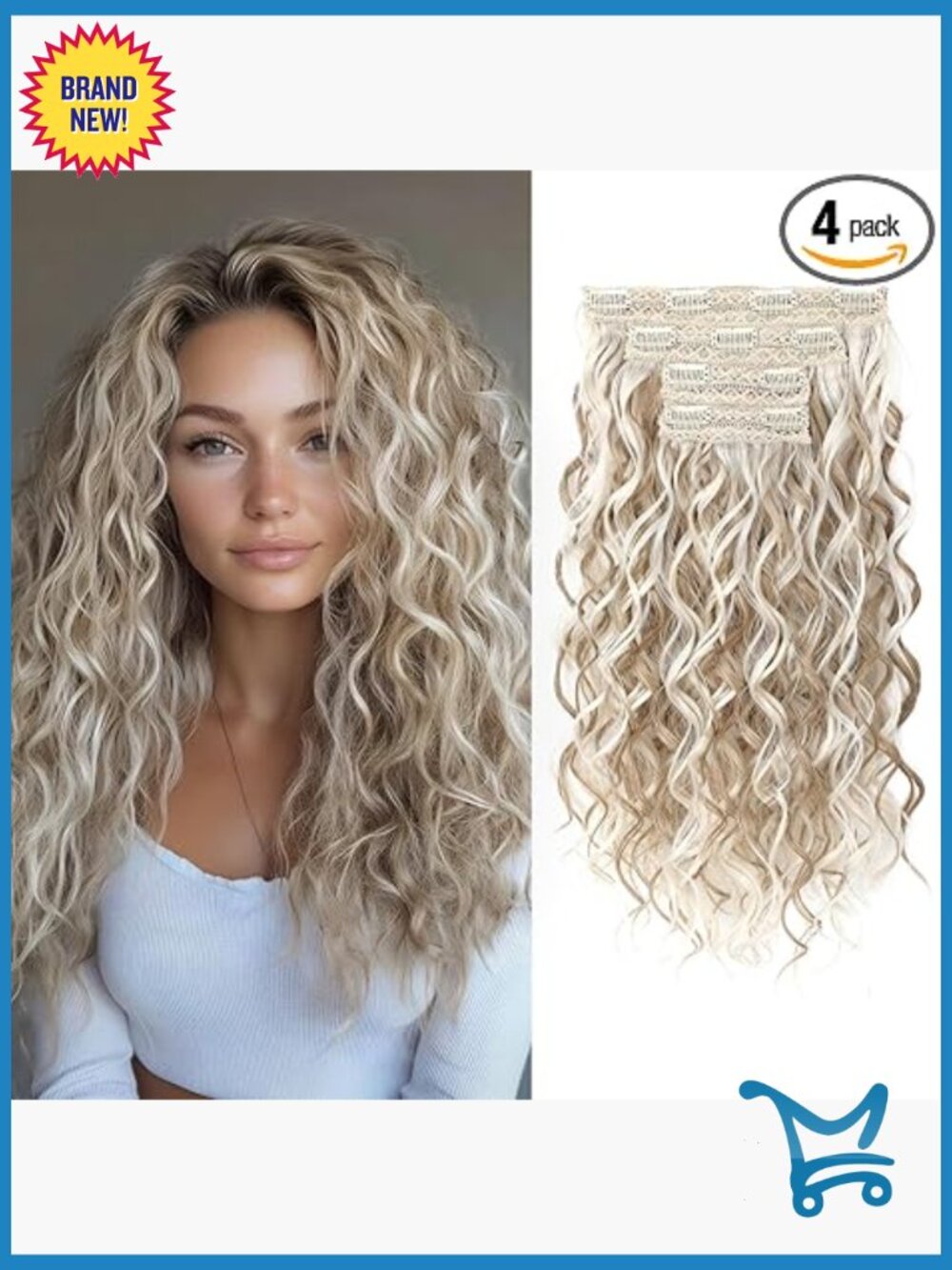 Curly Hair Extensions Clip In Lace Weft 4PCS 16 Inch Lightweight Natural
